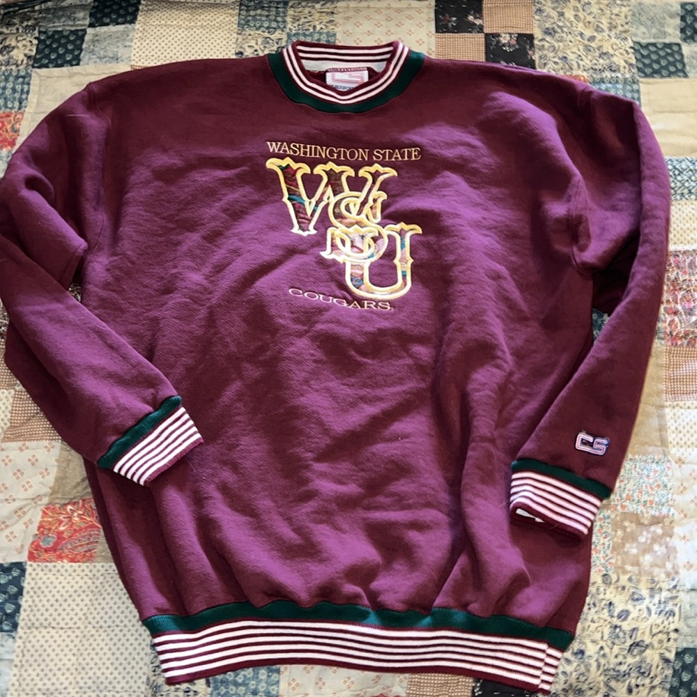 1980s Vintage Washington State Cougars University Maroon Sweatshirt XL